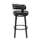 Armen Living Cohen 30" Bar Height Swivel Bar Stool in Black Finish and Black Faux Leather 721535761937 - alternate 2
